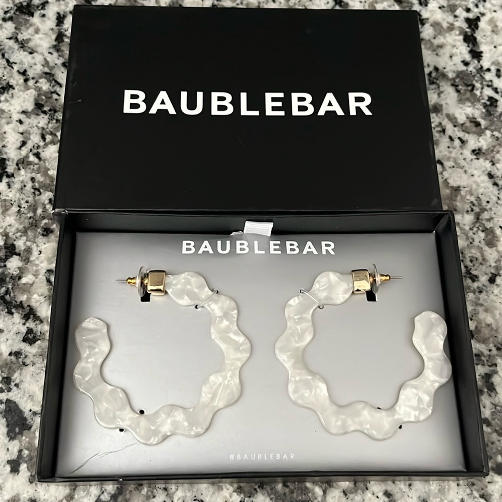 Baublebar oversized faux mother of pearl hoops with box